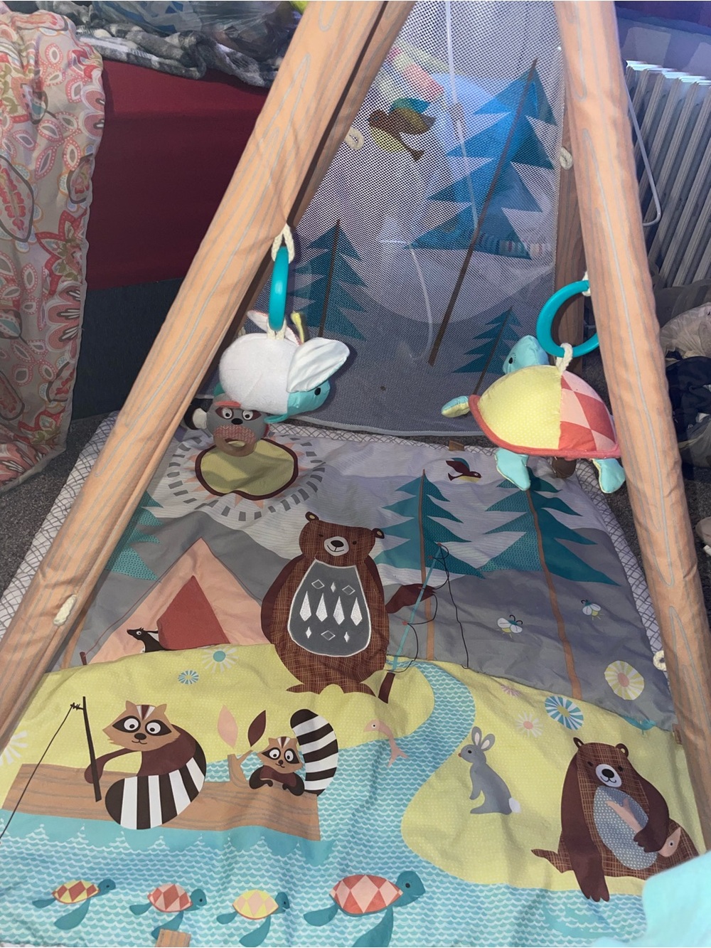 Plush Turtle & Forest Activity Play Gym - Teal and Multicolor